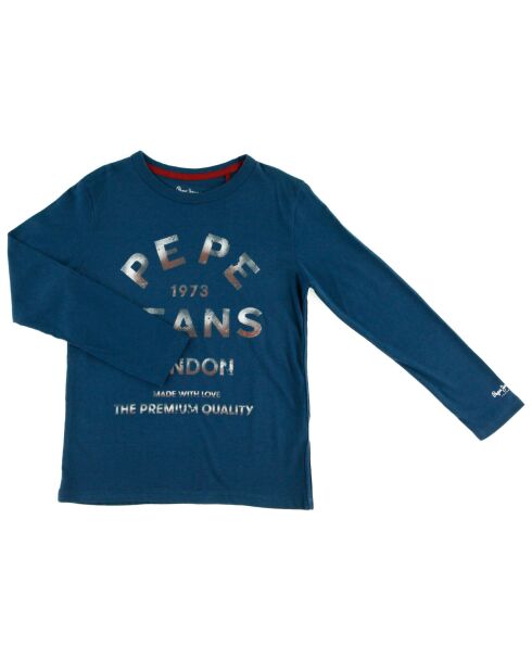 T-Shirt en Coton Logo Pepe Peinture bleu marine